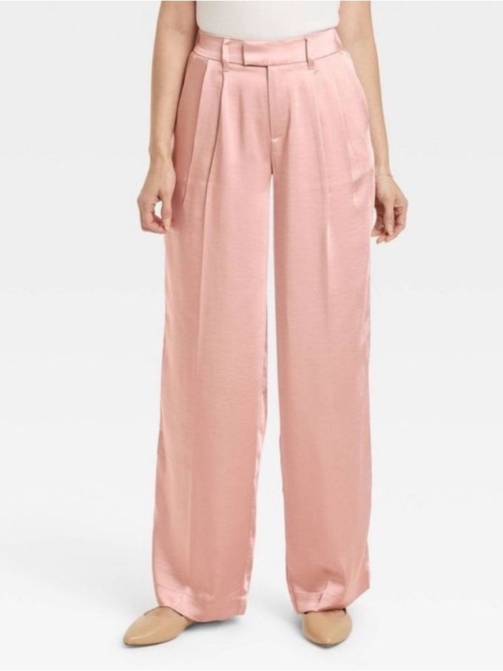 a new day Women's High-Rise Wide Leg Satin Pants
